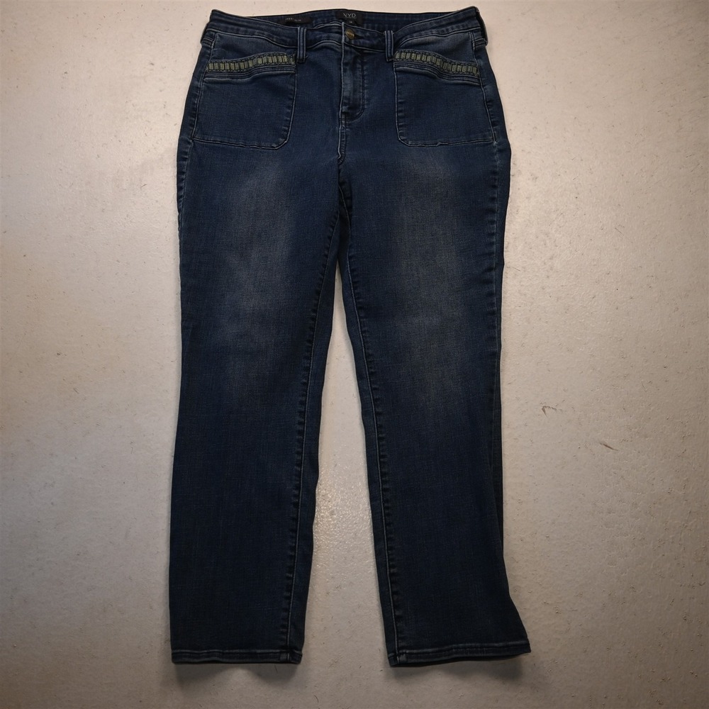 NYDJ 14 High Rise Sheri Slim Dark Stretch Denim Womens Jeans